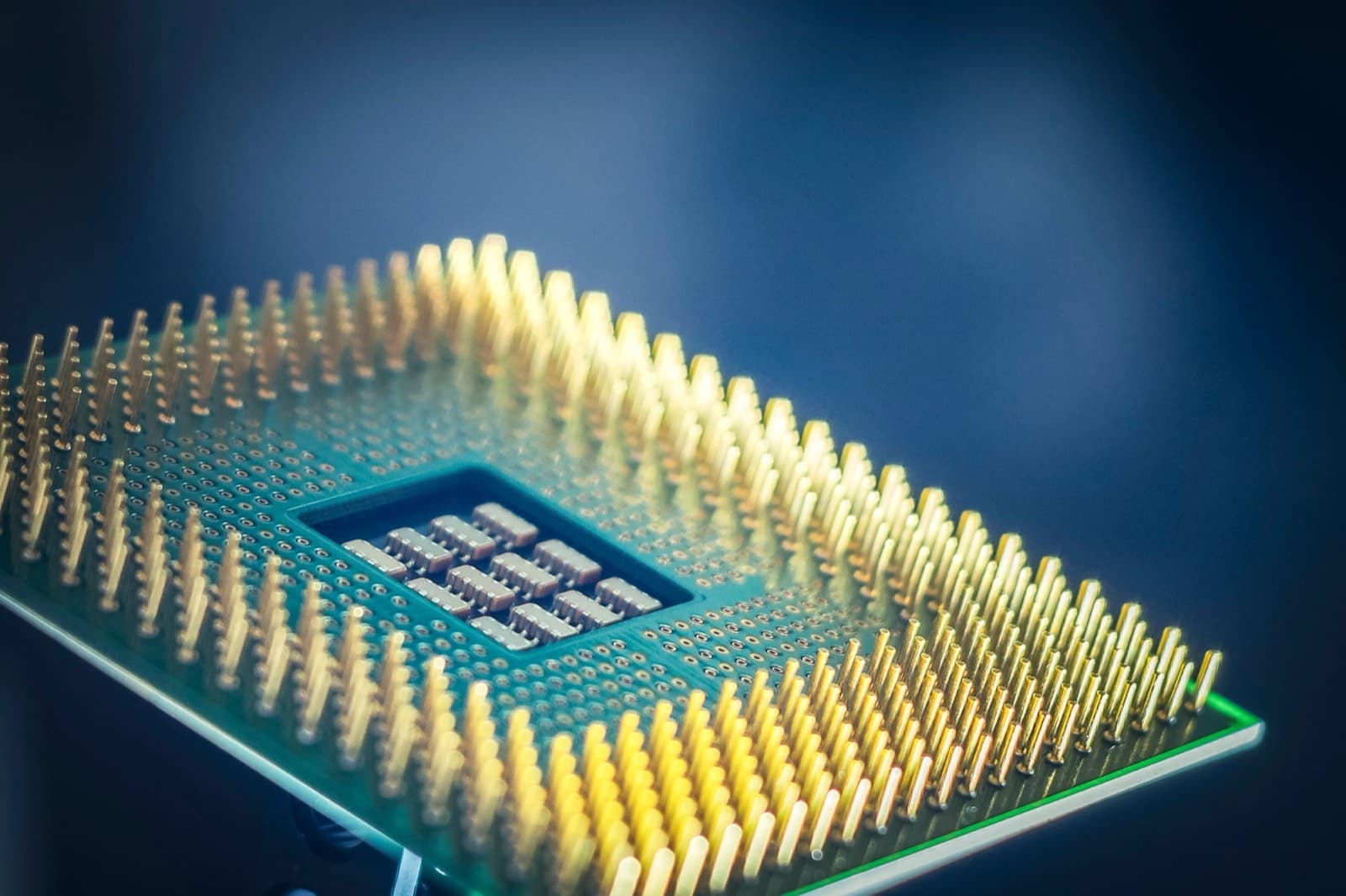 A macro shot of a microchip processor, representing the decision model that powers automated LLM routing